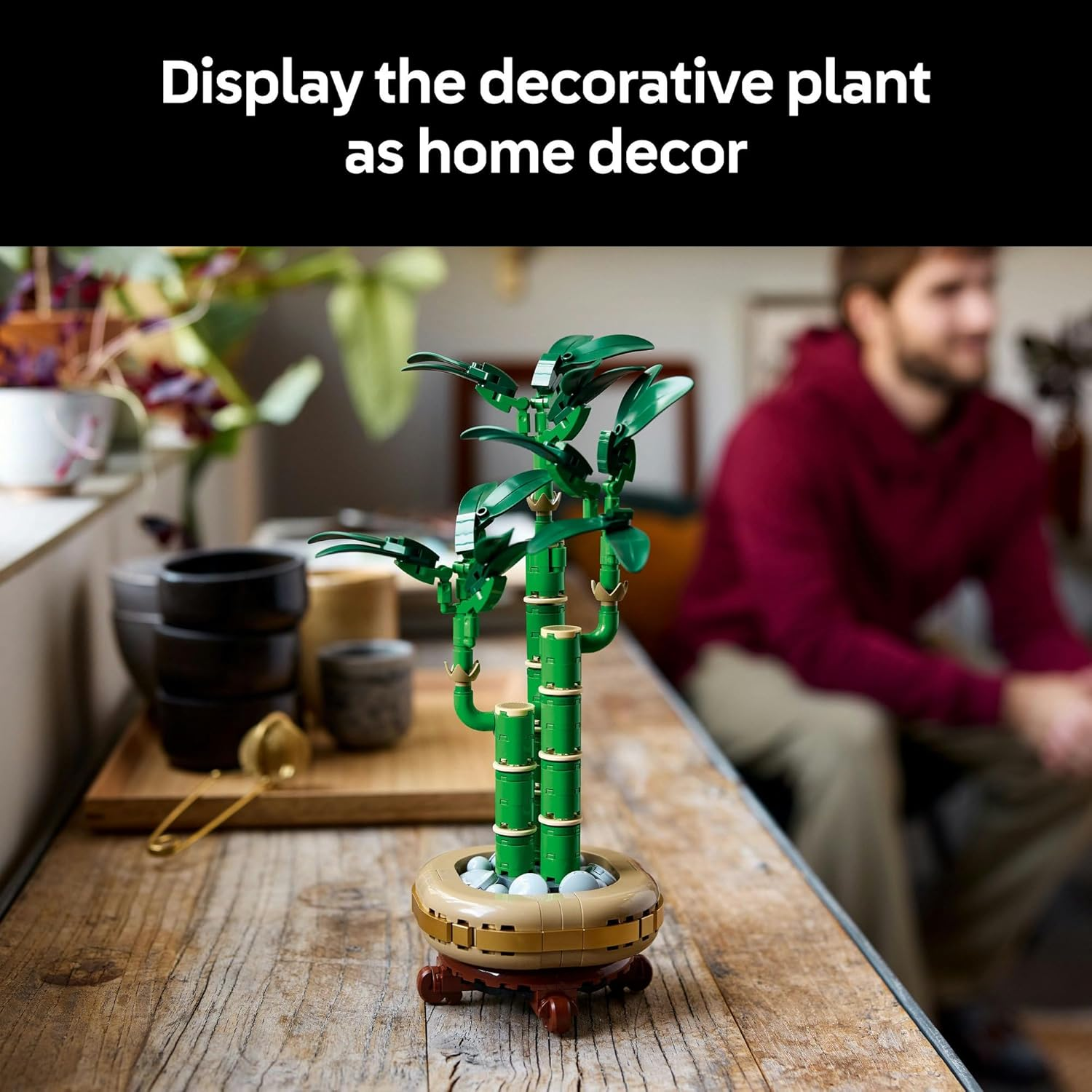 LEGO Botanicals Lucky Bamboo Indoor Artificial Plant Set, Craft Kit for Adults Includes a Buildable Pot for Office or Home Decor, Building Set for Women & Men 10344 image number 2