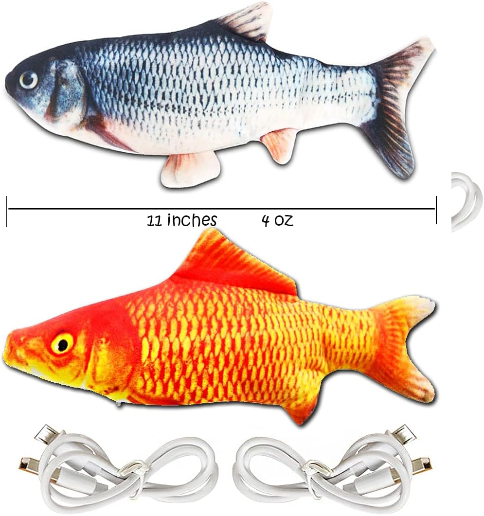 Floppy Fish Cat Toy, 2 Pack 11&rdquo; Realistic Electric Cat Fish Toy Catnip Toys, Funny Floppy Pets Pillow Chew Bite Kick Supplies for Indoor Cat Kitten Kitty/25/2047 image number 5