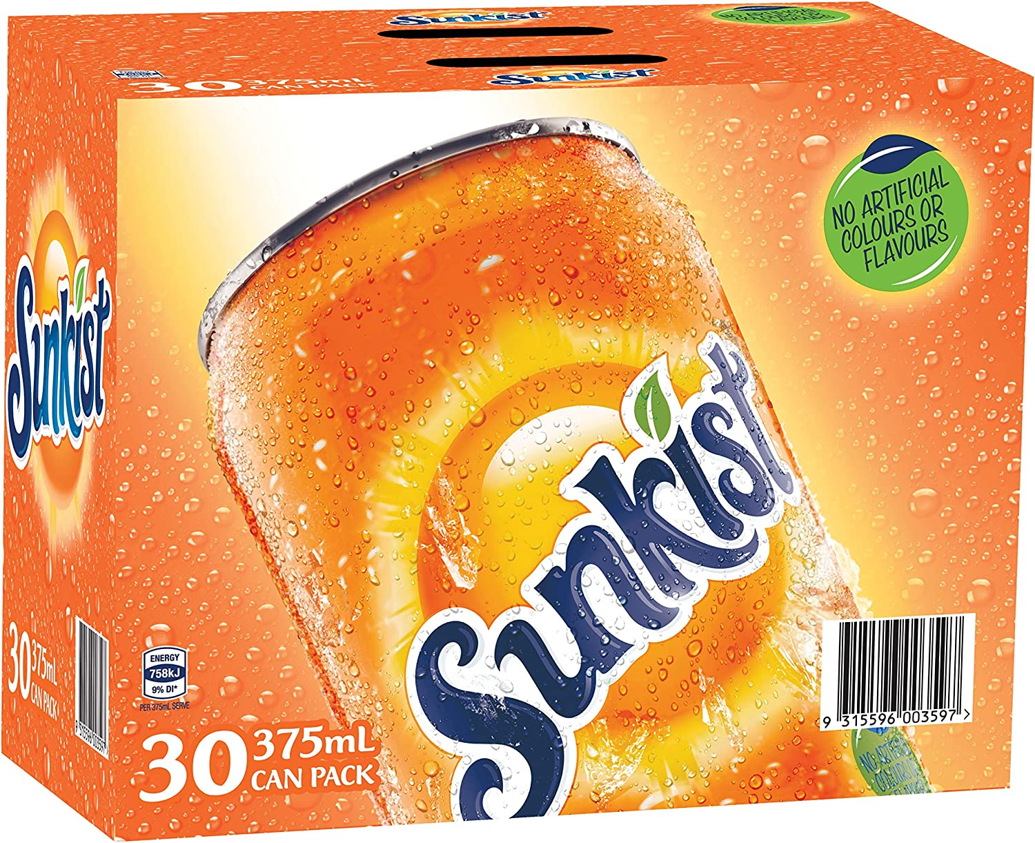 Sunkist Orange Soft Drink, 30 X 375Ml image number 1