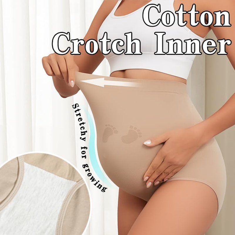 Maternity Underwear Seamless High Waisted Maternity Panties over Bump Pregnancy Belly Support image number 6