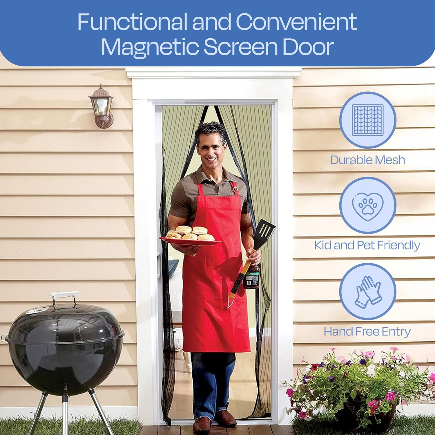 Trademark Home 82-18PM Magnetic Screen Door with Heavy Duty Magnets and Mesh Curtain by Everyday Home image number 1