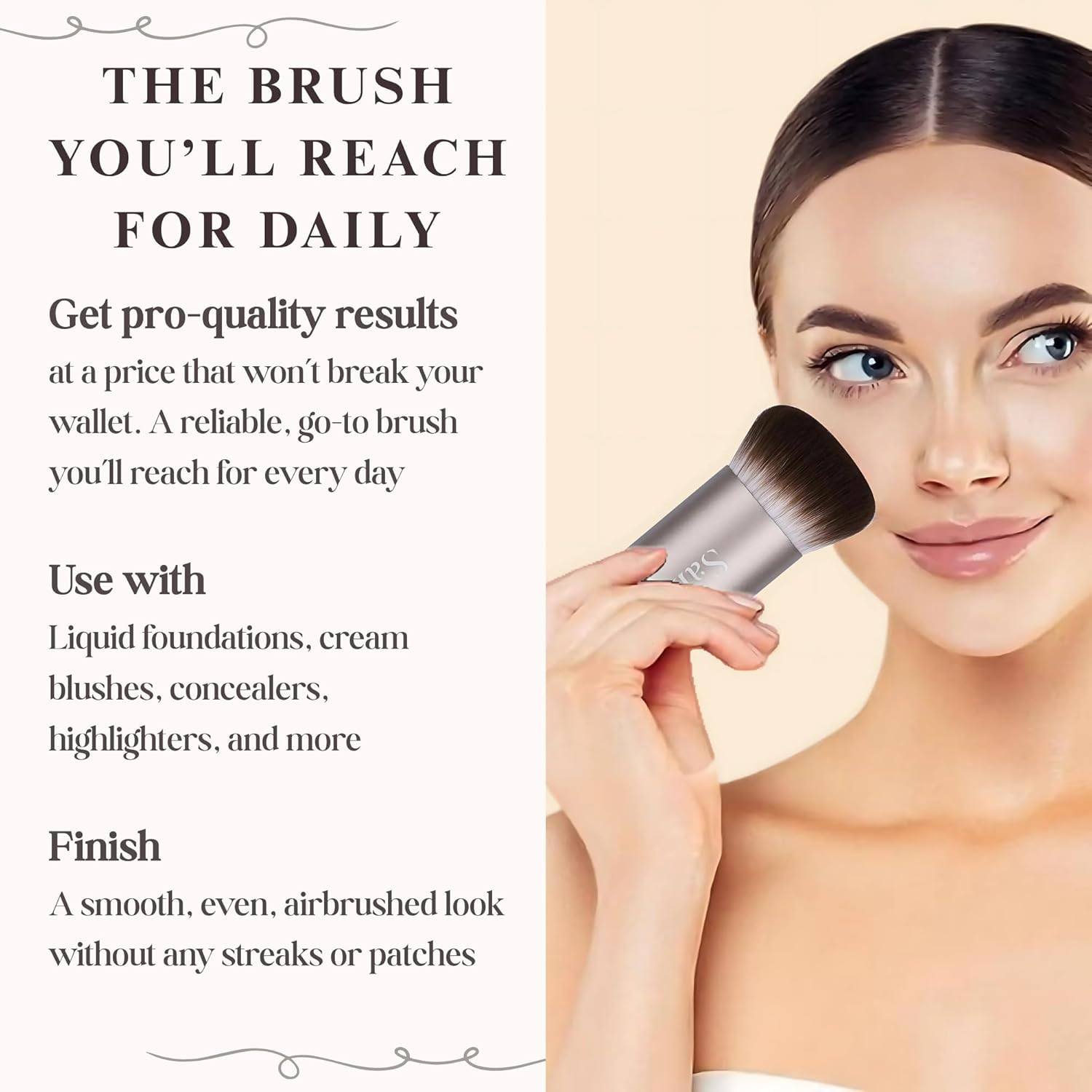 Kabuki Makeup Brush - Blender Brush for Powder, Cream, Liquid Foundation, Sunscreen, Blush Blending & Bronzer - Professional Make up Brush - Full Face Makeup Brush - Vegan & Cruelty Free image number 4