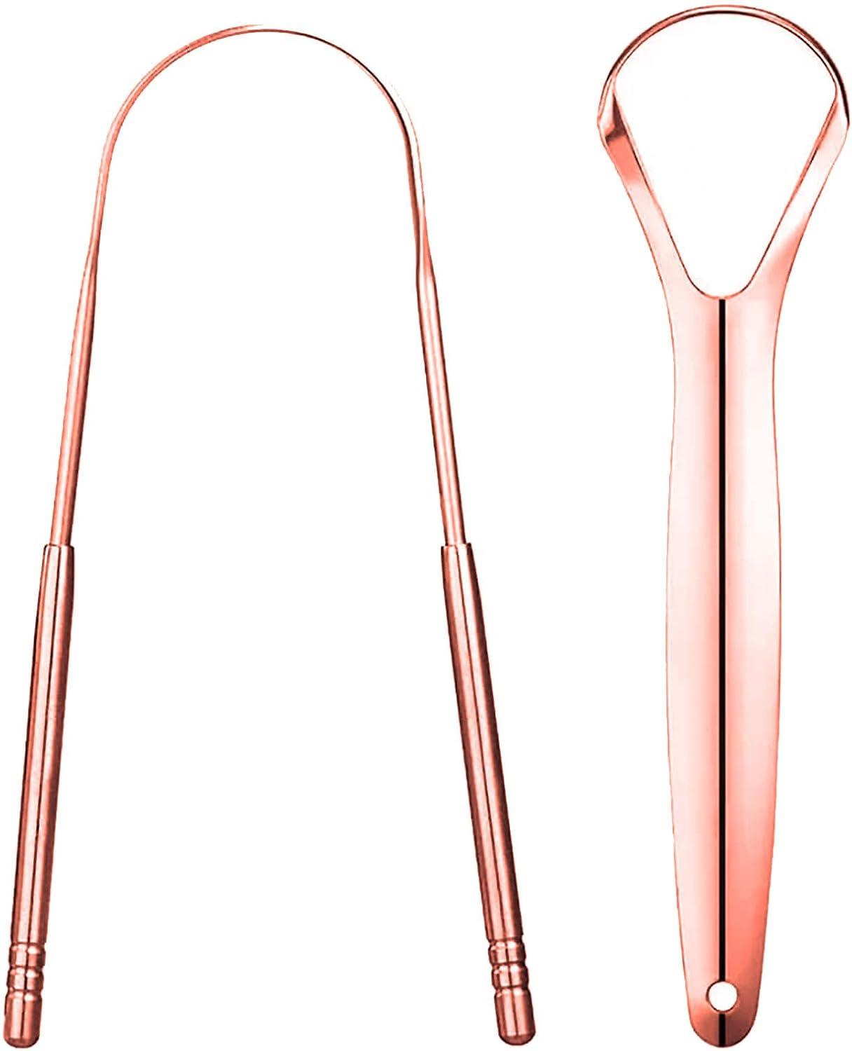 Pure Rose Gold Tongue Scraper for Adults - Oral Care & Hygiene Natural Tongue Cleaner for Fresher Breath - Tongue Scraper with Natural Cotton Bag (2 Piece/Pack)