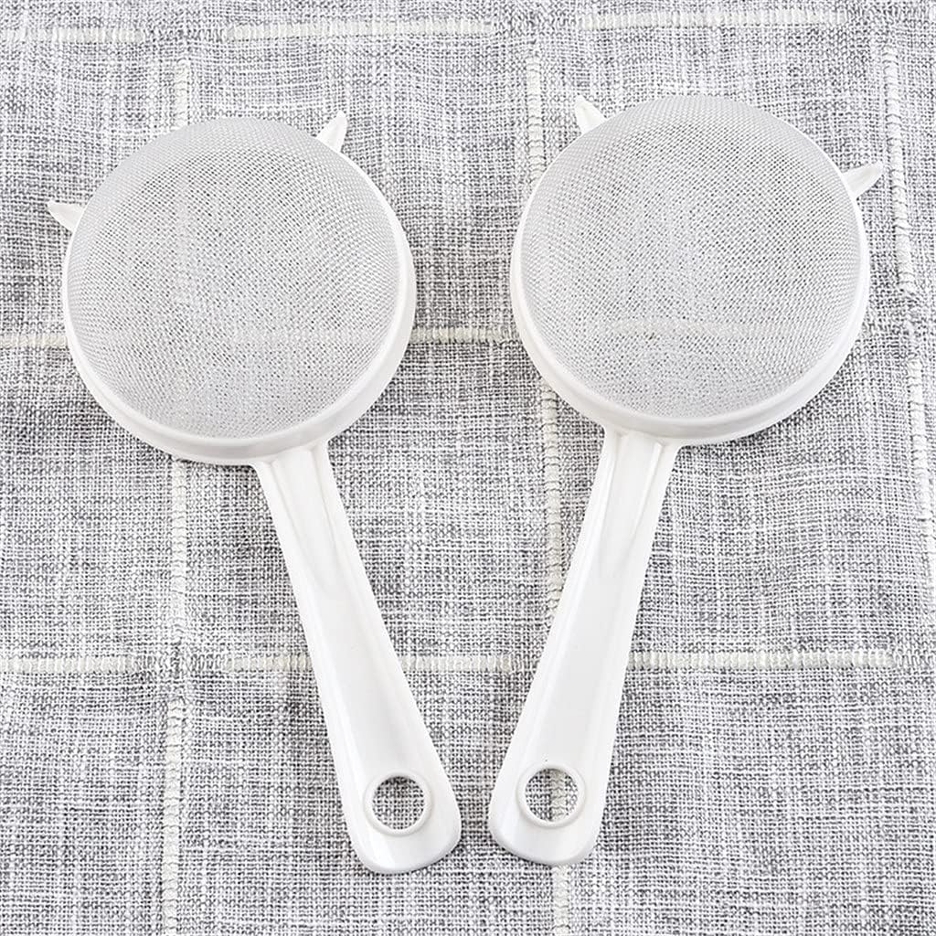 White Kitchen Handheld Reusable Plastic Screen Mesh Tea Leaf Strainer Flour Sieve Colander Kitchen Tools and Gadgets Accessories image number 2