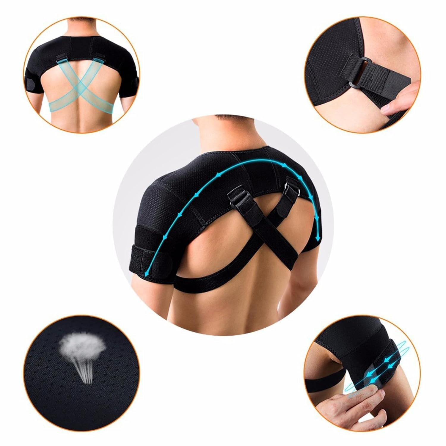 Shoulder Brace Adjustable Men Women,Shoulder Support Brace，Shoulder Support Brace for Both Shoulders, Shoulder Support Double Bandage Crossover Straps for Pain Relief & Injury Preventio