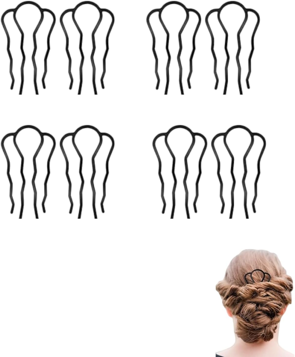 CKONXE 12 Pcs French Twist Hair Pin Set,Metal Hair Side Combs for Styling, Hairstyle Tool for Updo,U-Shape Teeth Styling Tool for Vintage Hairstyle Women Girls Bun,French Pins,Twist It up Comb image number 5