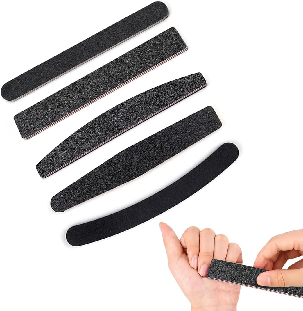 Pack of 5 Nail Files for Gel Nails, 100/180 Grit, Nail File, Double-Sided Nail Files, Professional Nail Files, Curved, for Nail Care and Styling image number 1