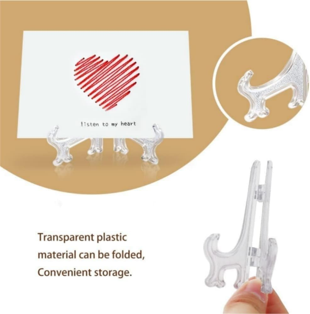 DACUAN 6Pcs Clear Plastic Easels, 4/6/8 Inch Acrylic Easels Stand, Decorative Plates Stand, Display Holders for Pictures, Photo Frames, Greeting Cards, Tabletop Artworks, Place Card, Collectibles image number 5