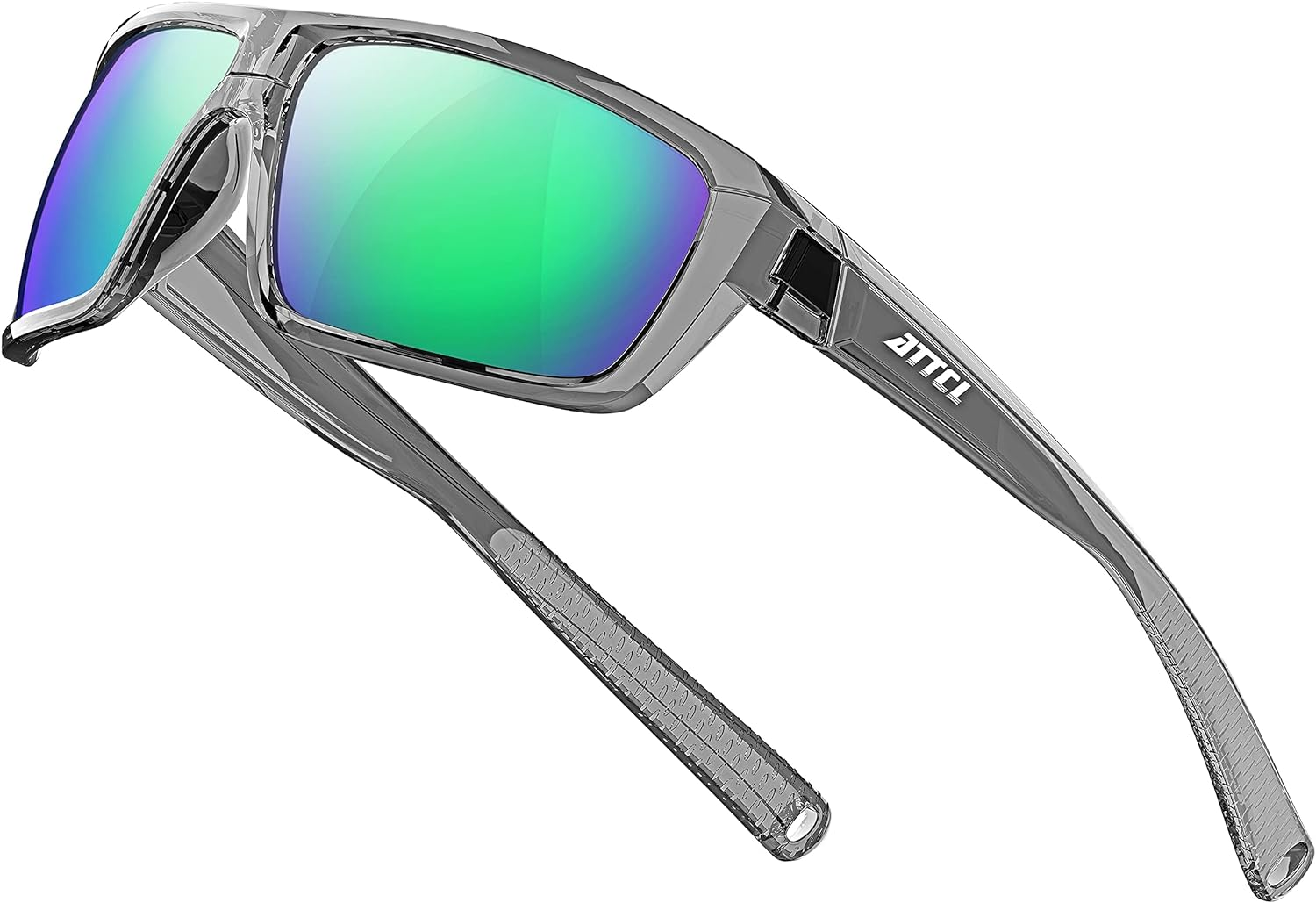 ATTCL Polarized Wrap Sunglasses for Men: Rectangle TR90 Frame, UV400 Protection Sport Glasses for Running, Driving, Fishing and Outdoor Activities