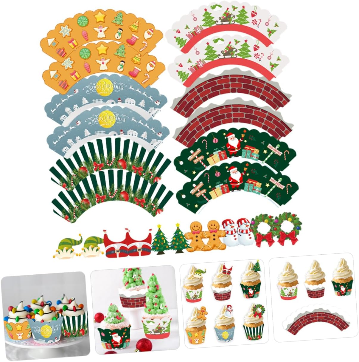 Gadpiparty Christmas Cake Decoration Cupcake Wrappers for Xmas Party Merry Christmas Theme for Baking Cake Cup and Party Favor image number 5