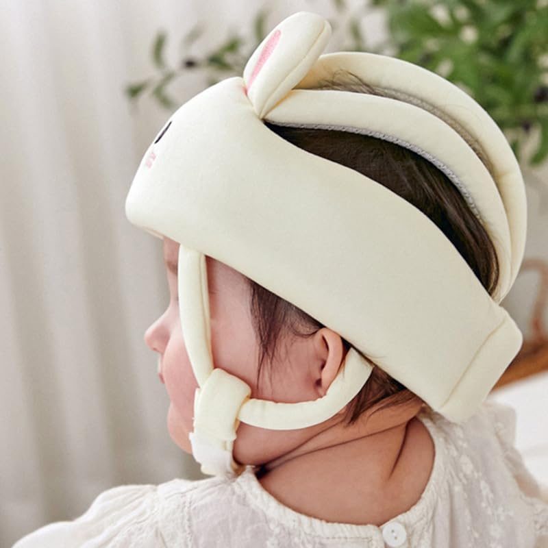 Adjustable Baby Head Protection Hat,Breathable Mesh Design | Cute Bunny Pattern | Lightweight & Safe for 6-24 Months image number 5