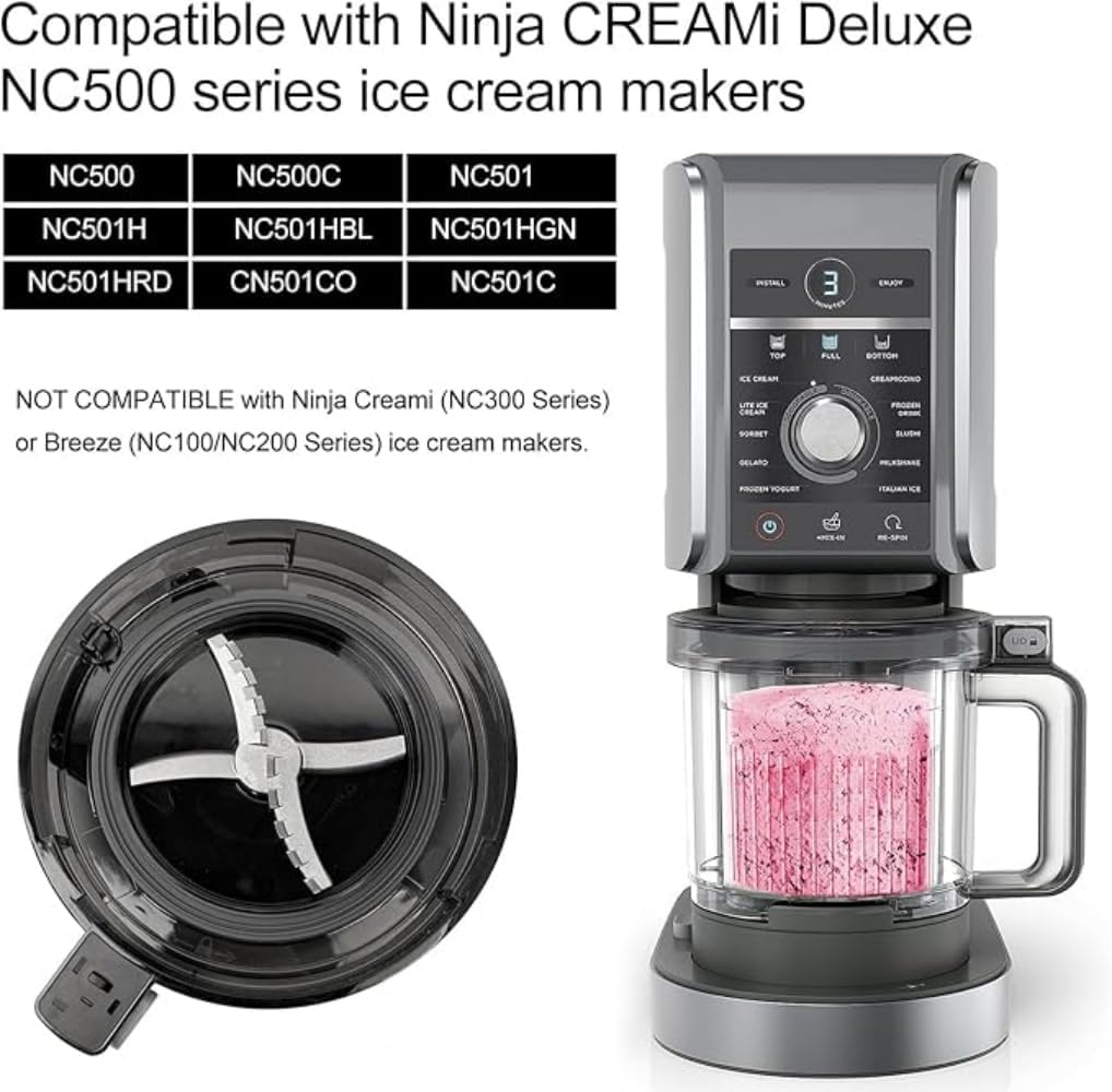 Replacement Blade Compatible with Ninja Creami Deluxe NC500 Series Ice Cream Makers, Mixing Blade Paddle Replacement for Ninja Creami NC501 CN501CO NC500C NC501C NC501H Silver-Stainless Steel image number 1