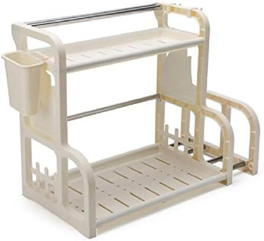 Kitchen Shelf Two Floor Multi-Functional Storage Knife Holder(Brown) Kitchen Shelf (Color : White) image number 1