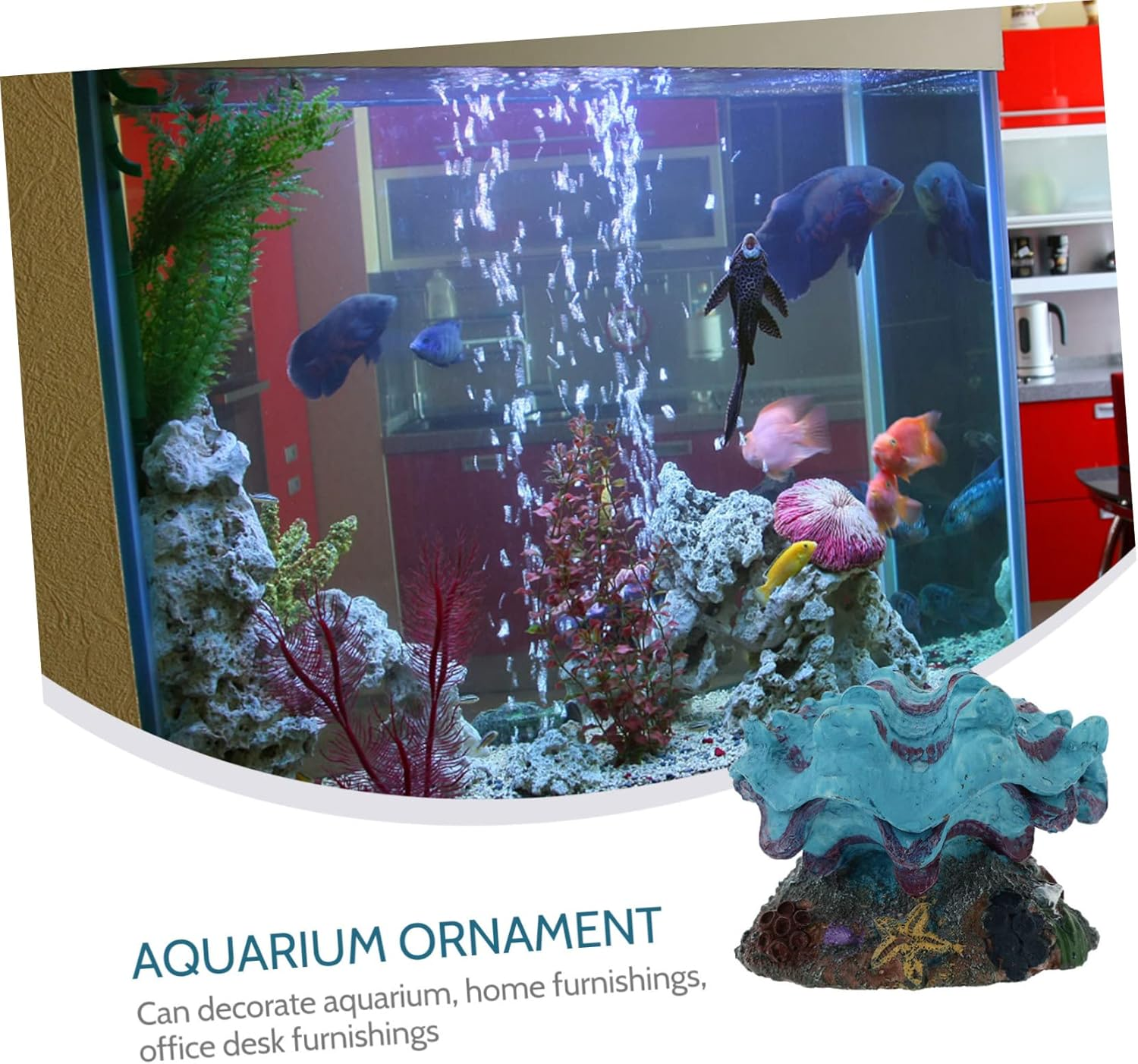 Aquarium Ornament Air Stone Shell Accessory for Fish Tank Decor Oxygen Bubbler Decoration Non-Fading Underwater Landscape for Aquatic Environments image number 5