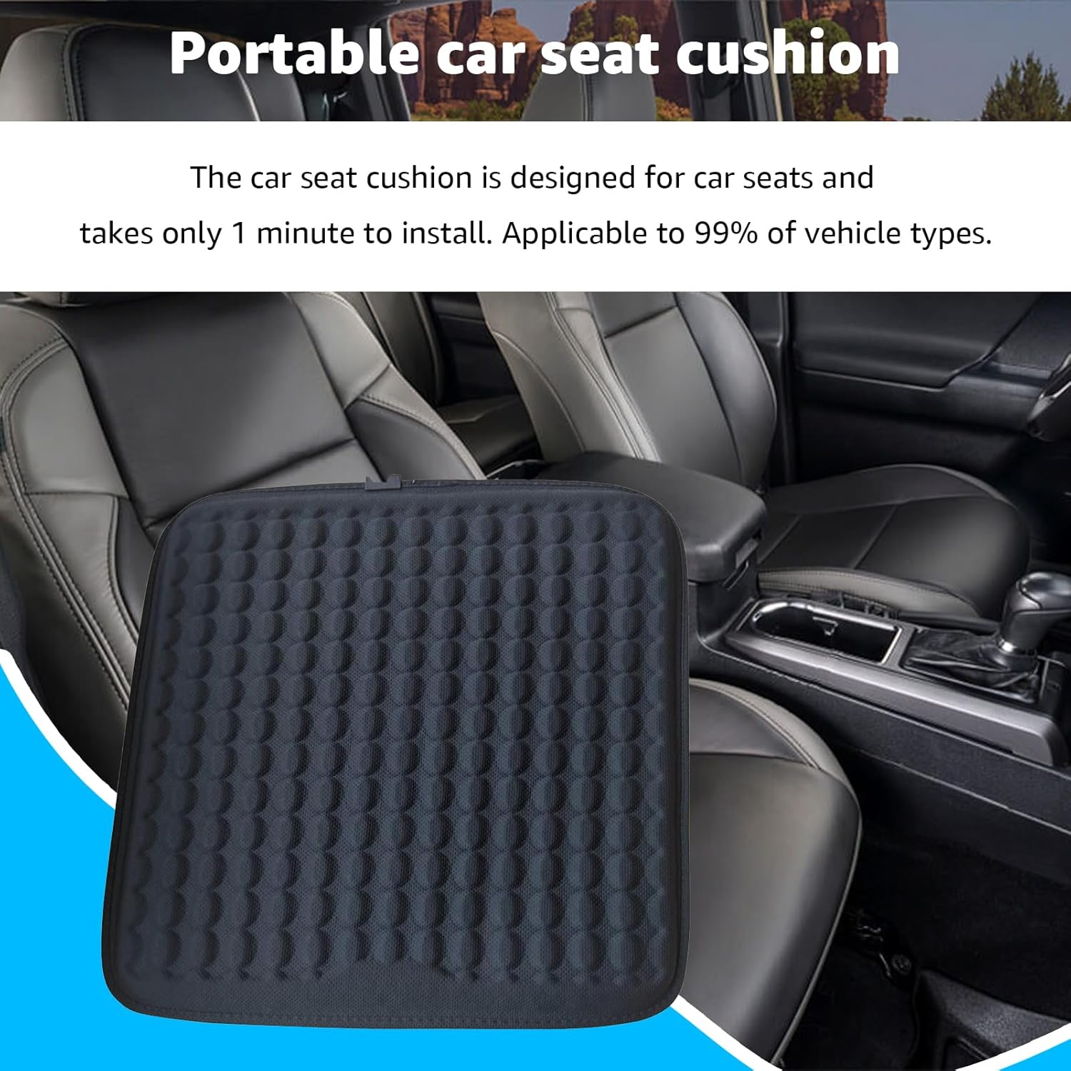 Car Seat Cushion, Pad Comfort Seat Protector for Car Driver Seat,Anti-Slip Bottom Seat Cushion for Auto(Black) image number 6