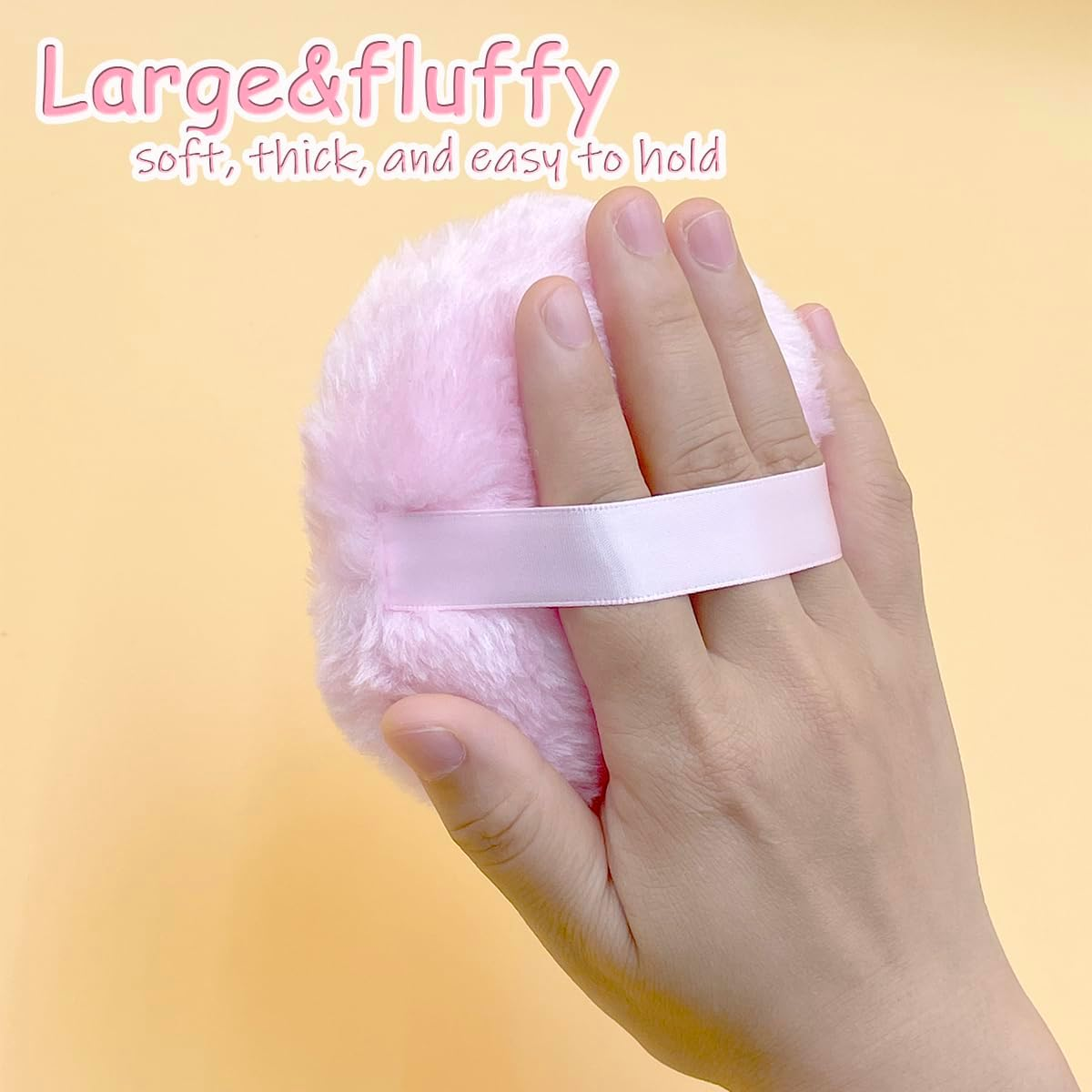 4.3 Inch Fluffy Body Powder Puff & 5.3 Inch Glass Jar Set,Large Dusting Powder Container with Puff,Multi-Purpose Storage Holder Dish,Gothic Decor for Bedroom,Bathroom,Home(Black) image number 1