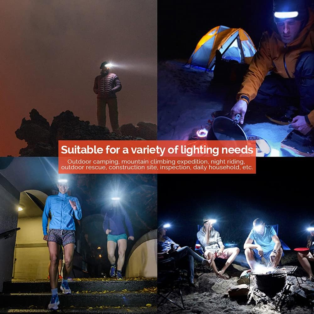 LETOUR LED Headlamp Rechargeable, 1200Lumen Lightweight LED Head Flashlight, 210&deg; Wide Beam Headlight, 3 Modes Waterproof Head Torch with Red Rear Lights for Camping, Running, Jogging, Fishing ﻿ image number 3