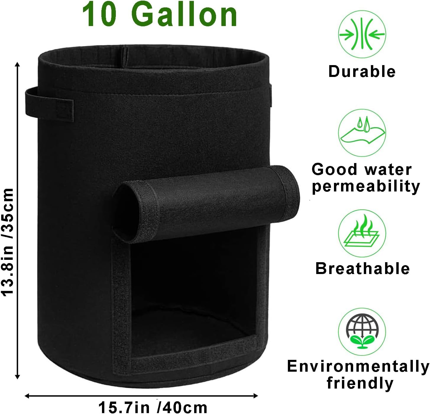 4Pcs Potato Planting Bag with Gusset, Garden Planting Bag with Handle and Harvest Window, Thickened Non-Woven Container for Potatoes, Tomatoes, Carrots, Vegetables, and Fruits image number 1