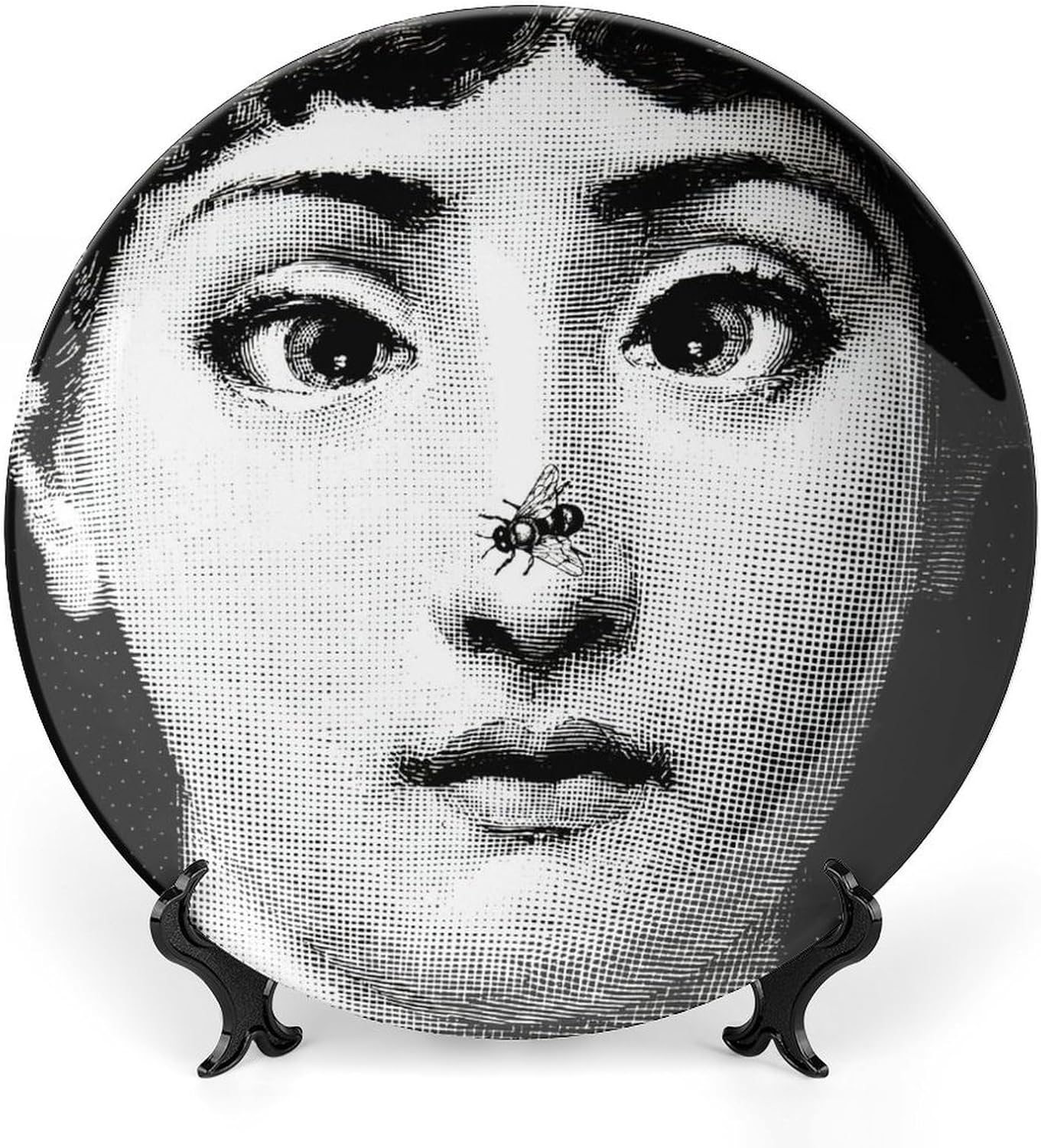 Lina Cavalieri Plate, Wall Decorative Plate, Mysterious Face Plate Wall Hanging Decoration,Including Bracket and Special Spring Hook, 8 Inch, S7