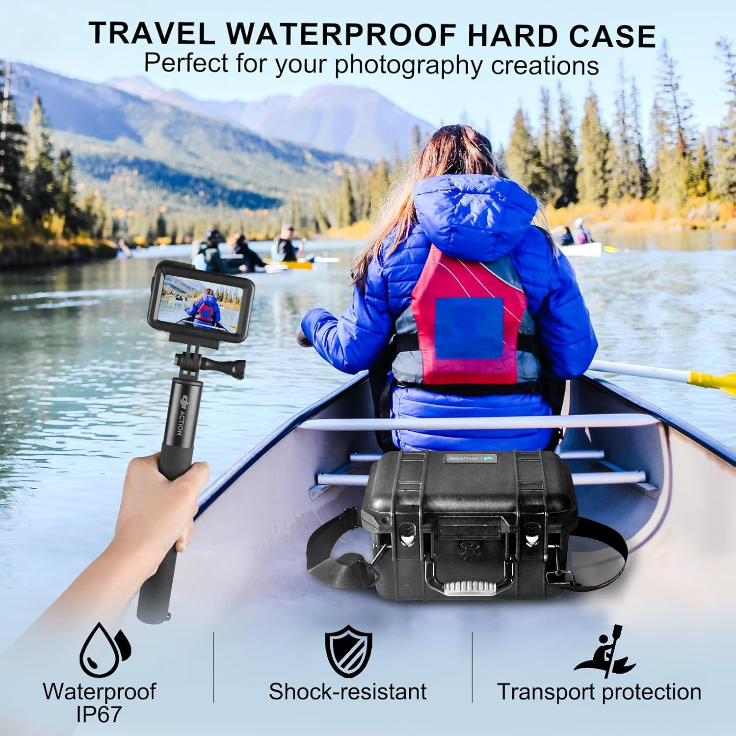 Lekufee Waterproof Hard Case for DJI Osmo Action 6, Osmo Action 5 Pro/4/3 Camera,Adventure Combo,Standard Combo and More Accessories(Case Only) image number 1