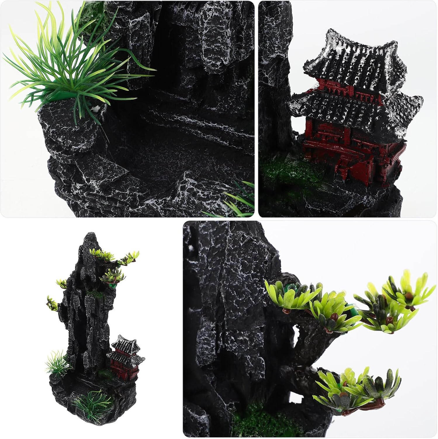 WEKAMOS Aquarium Mountain Resin Decoration Fish Tank Hideout Cave Artificial Rock Figurine Landscape Ornament for Betta Shrimp Small Aquatic Habitat image number 3