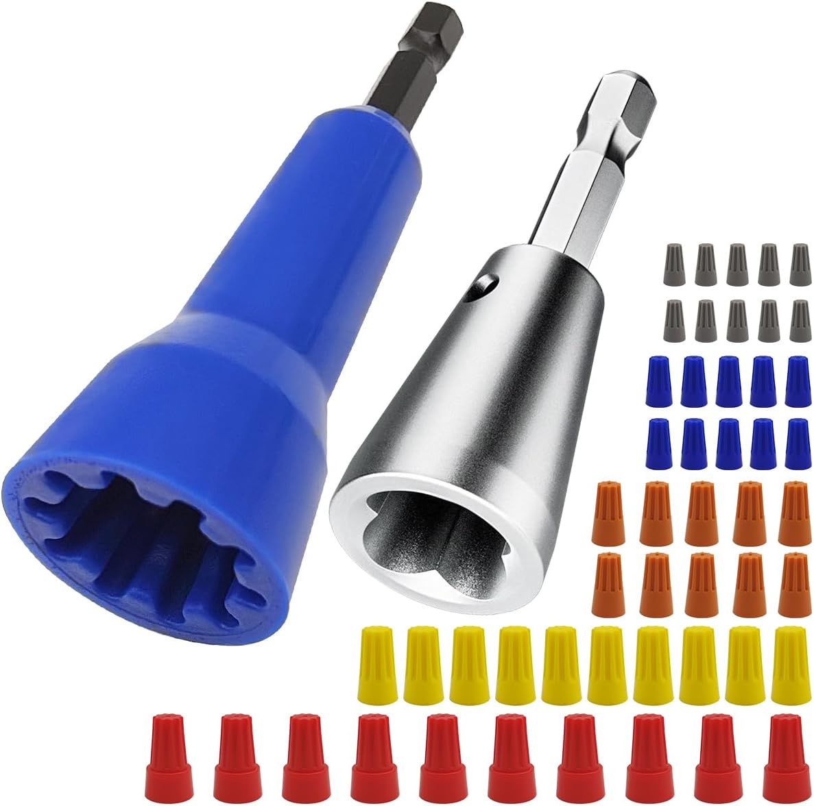AFUNTA 2 PCS Wire Twisters Tool for Drill, Wire Connectors Wire Nut Twisters Wire Twisting Connector Socket with 50 PCS Insulating Wire Caps