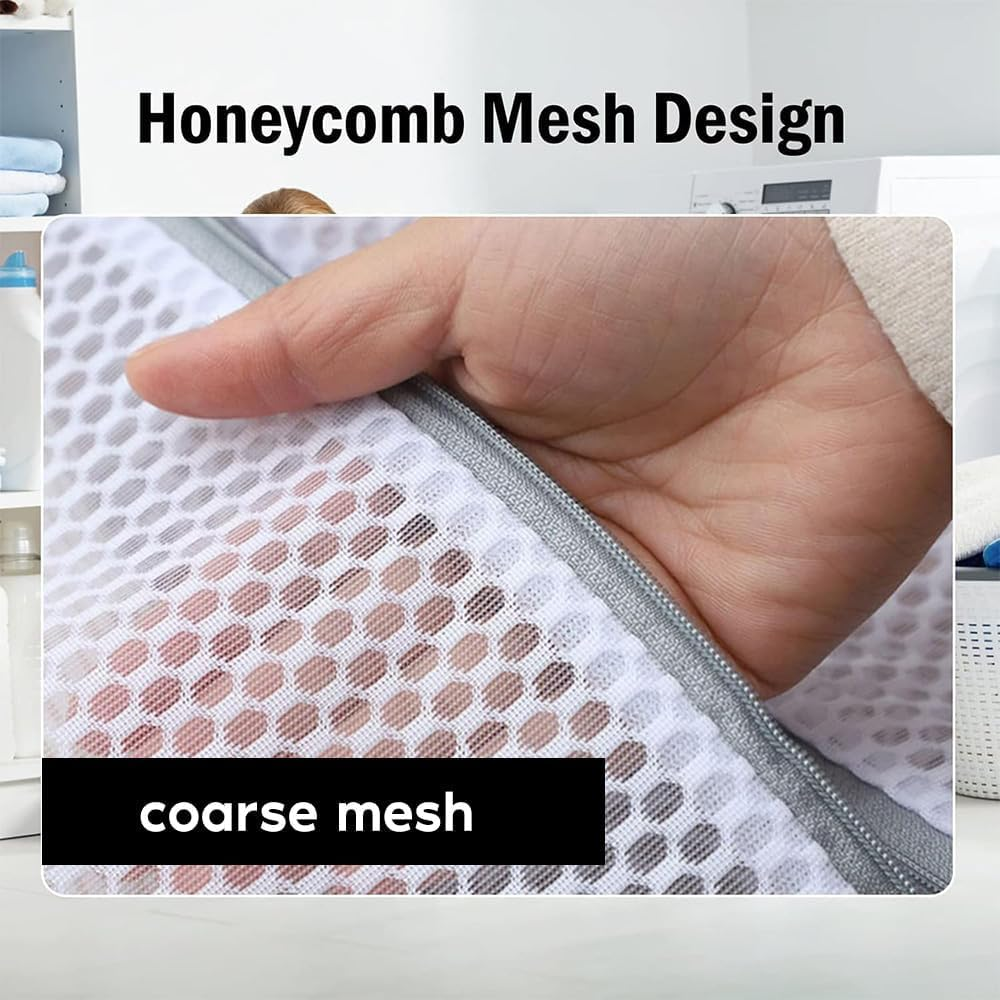 4Pcs Laundry Bags Delicate Honeycomb Mesh Laundry Bag, Net Washing Machine Bag Washer Sack with Zipper Cleaning and Drying Cloths, Garment,Travel Storage and Organiza,2Pcs 23.6*23.6In+2Pcs 11.8*15.7In image number 5