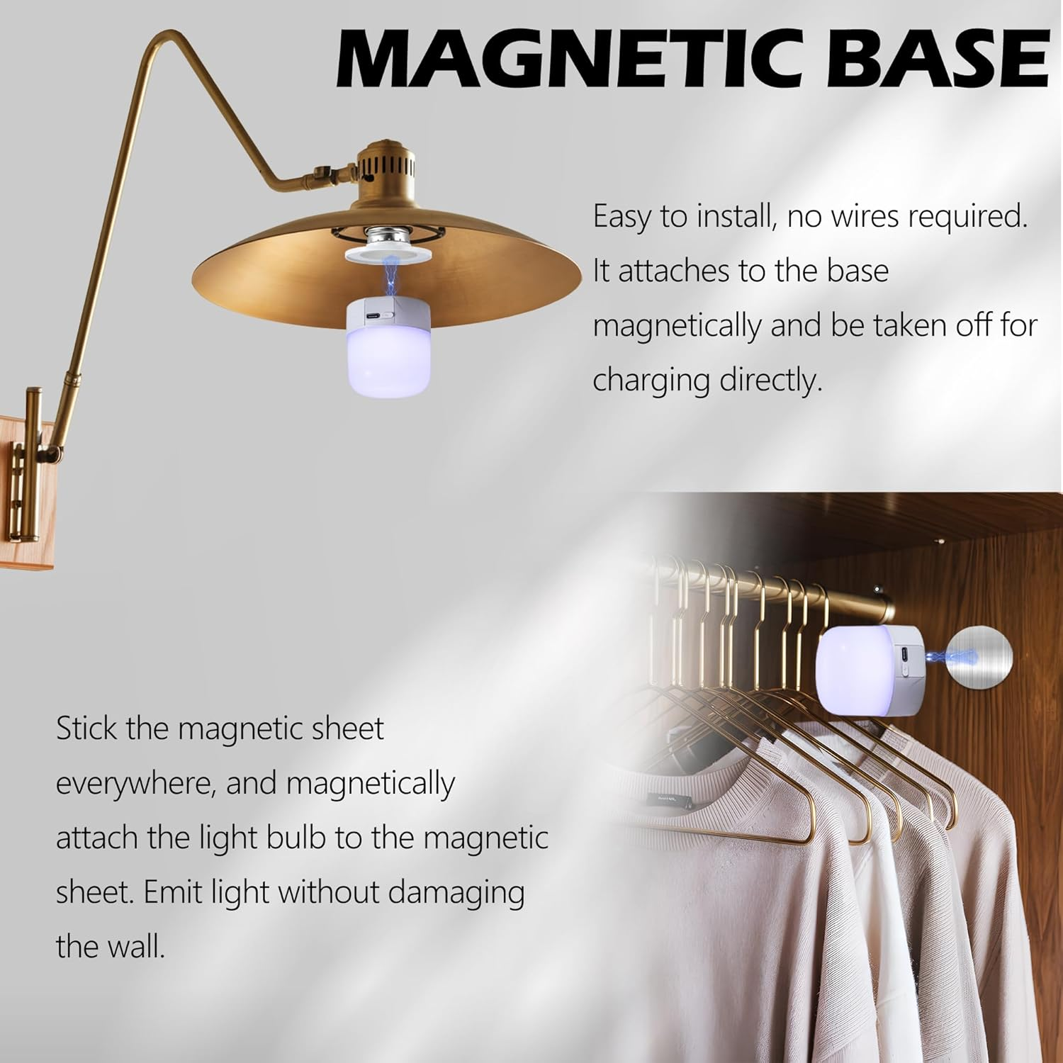 FTL Rechargeable Light Bulbs with Remote, E27 RGB LED Colour Changing USB Battery Operated Backup Bulb for Lamps and Sconces, Magnetically Detachable Wireless Non-Hardwired, 2-Pack