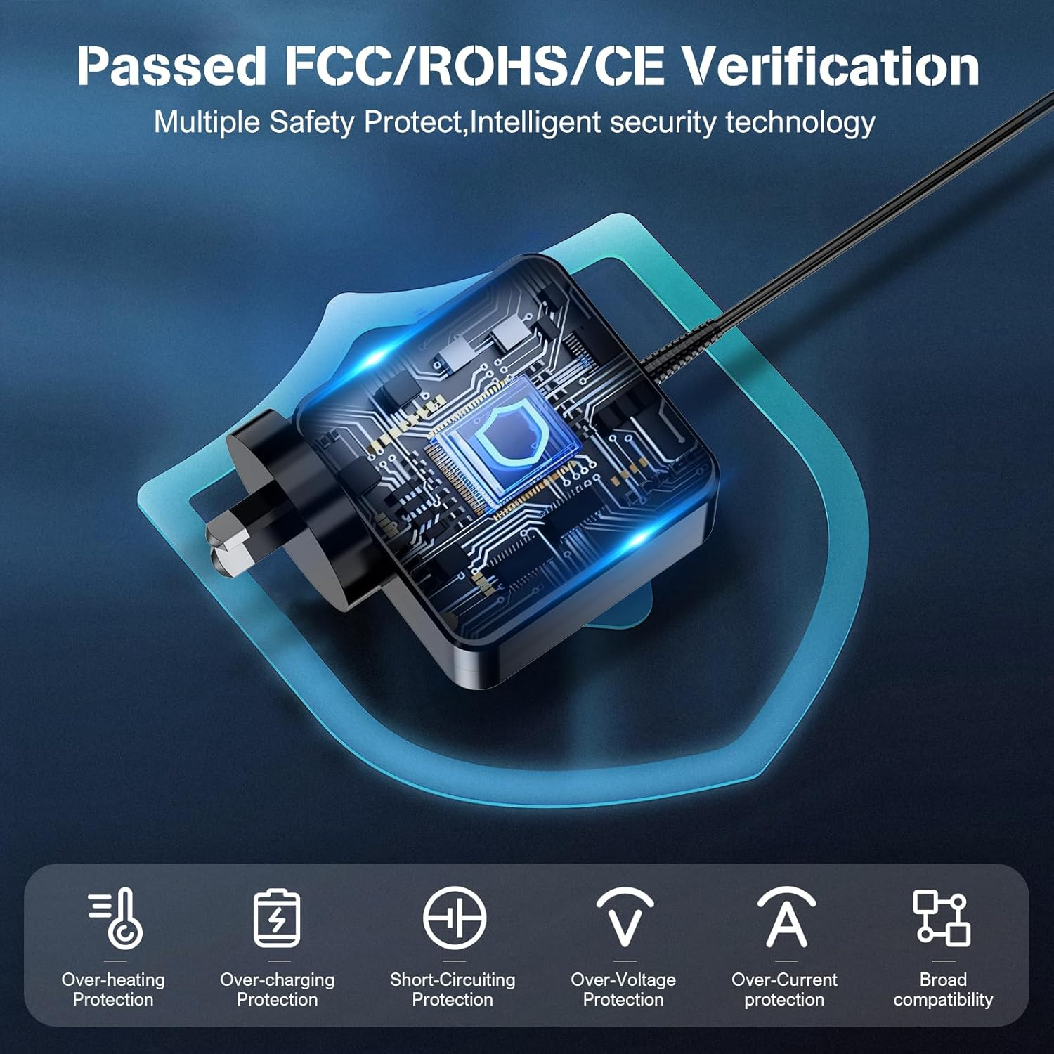 65W Charger USB C, USB C Laptop Charger for Lenovo Thinkpad, Yoga, Chromebook, Steam Deck, Huawei Matebook, Macbook Air/Pro, HP, Dell, Acer, Asus and Samsung image number 1