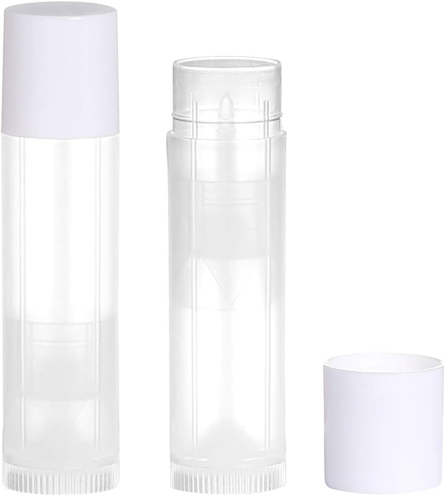 JIUZHU 100 Sets Empty Lip Balm Lip Gloss Tubes Bulk round with White Caps for DIY Lipstick Homemade, 3/16 Oz (5.5 Ml), Clear, BPA Free, 100 Tubes and 100 Caps image number 2
