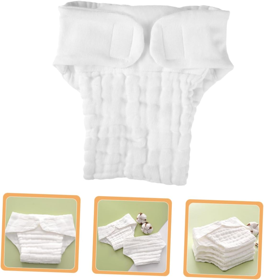 5Pcs Reusable Cotton Diaper Covers for Washable Nappy Liners Soft Months Breathable Absorbent Cloth Diapers image number 5