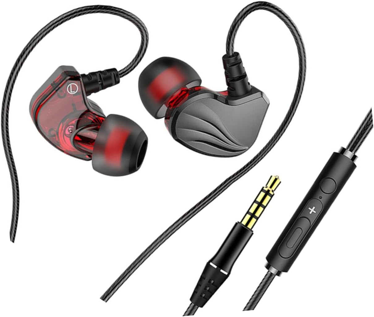 FUNNETOYU Plug in Ear Wired Earphones with Mic High Fidelity Heavy Bass Headphones for Phone Tablet Computer TPE Cable Volume Control and Music Playback Functions image number 5