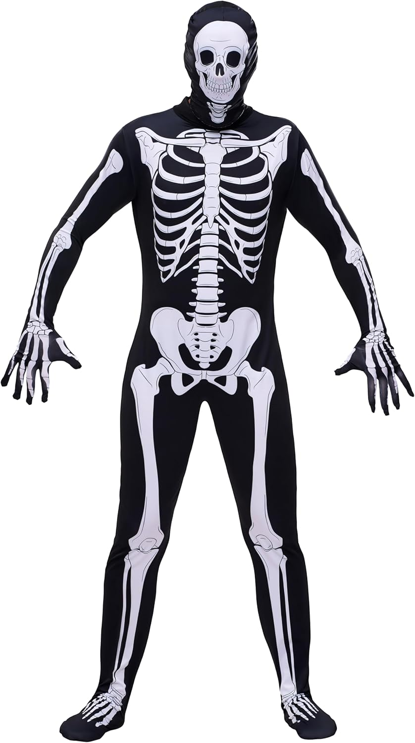 Spooktacular Creations Men Skeleton Costume, Halloween Skeleton Bodysuit Adult for Halloween Costume Dress Up image number 1