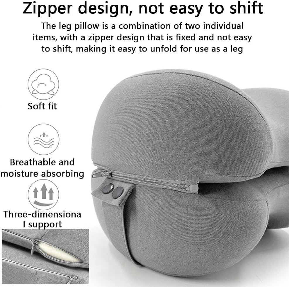 HYAVIA Memory Foam Leg Elevation Pillow, Ergonomic Knee Support Pillow for Side Sleepers, Pregnancy, Injury Recovery, Foot & Calf Rest Cushion,Grey, 28&times;20&times;20Cm