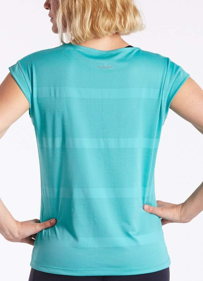 Stripe Women'S Running T Shirt-Teal image number 2