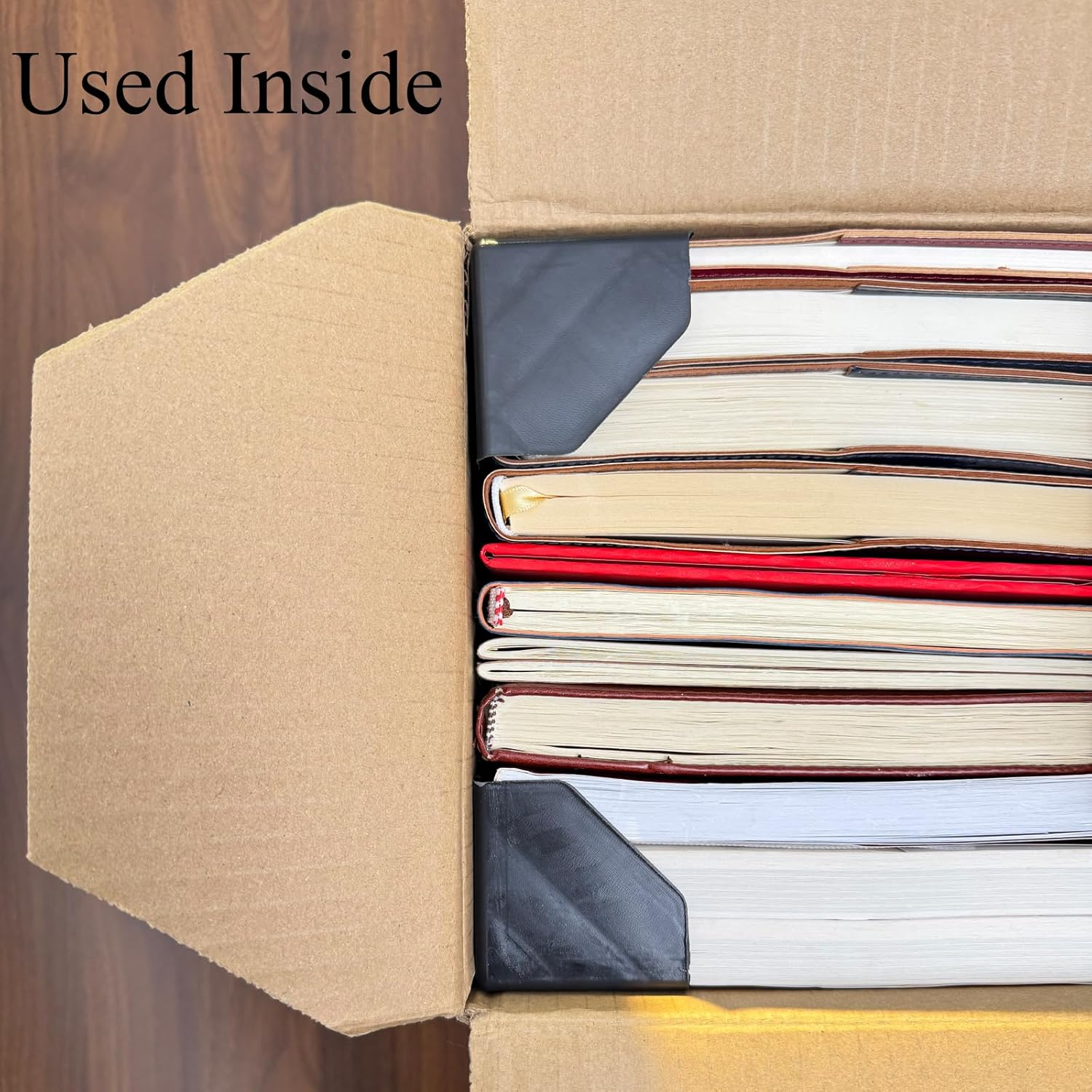 Neehows 250-Pack Shipping Corner Protectors for Boxes, Cardboard & Packaging Edges - Secure Plastic Edge Guards for Express Delivery, Moving & Storage, 6 X 6 X 6 Cm - Black