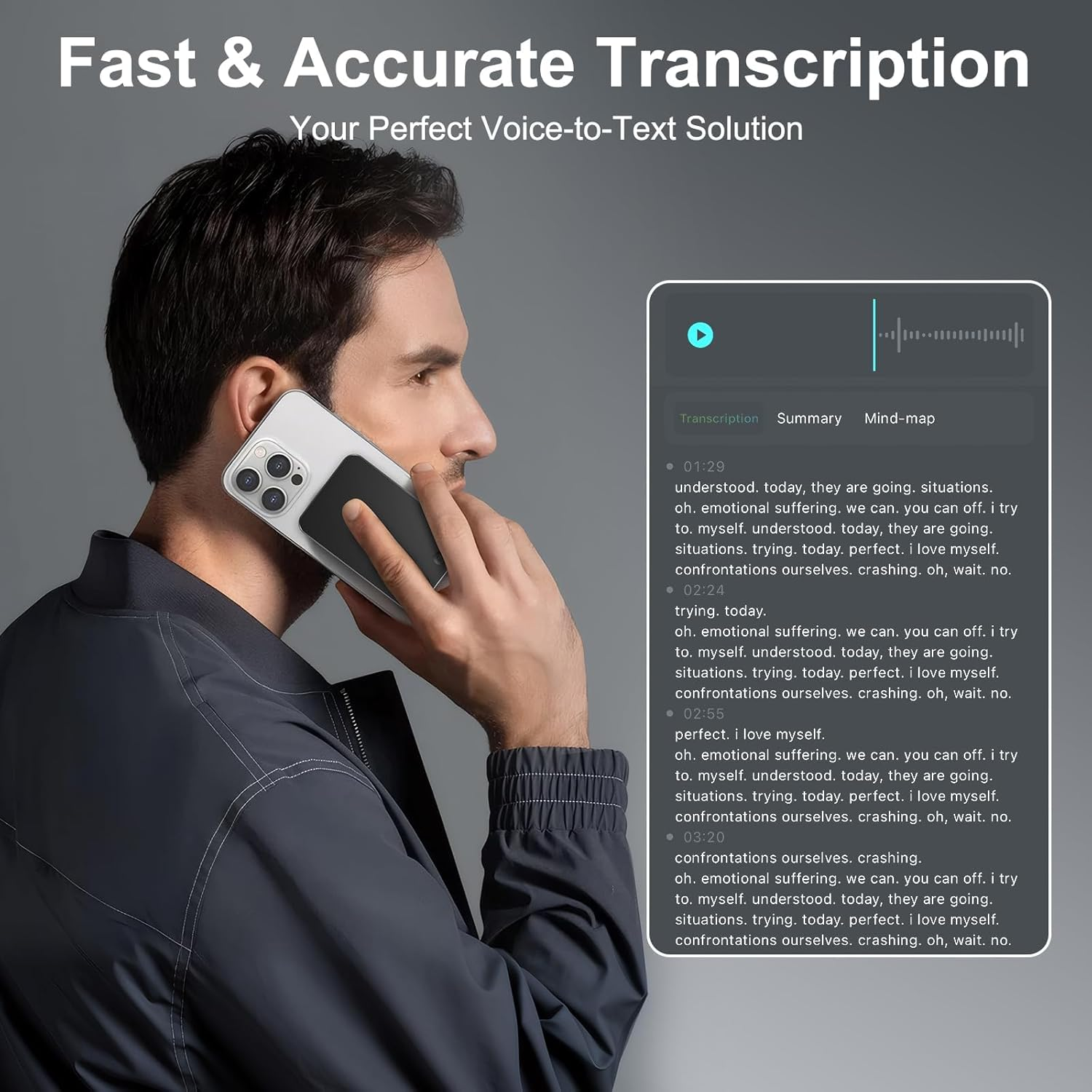 64GB Note Voice Recorder with Transcribe,Mind Mapping & AI Summary,Digital Voice Recorder with App,Audio Recorder for Lectures,Phone Calls,Meetings,Interviews Etc image number 1