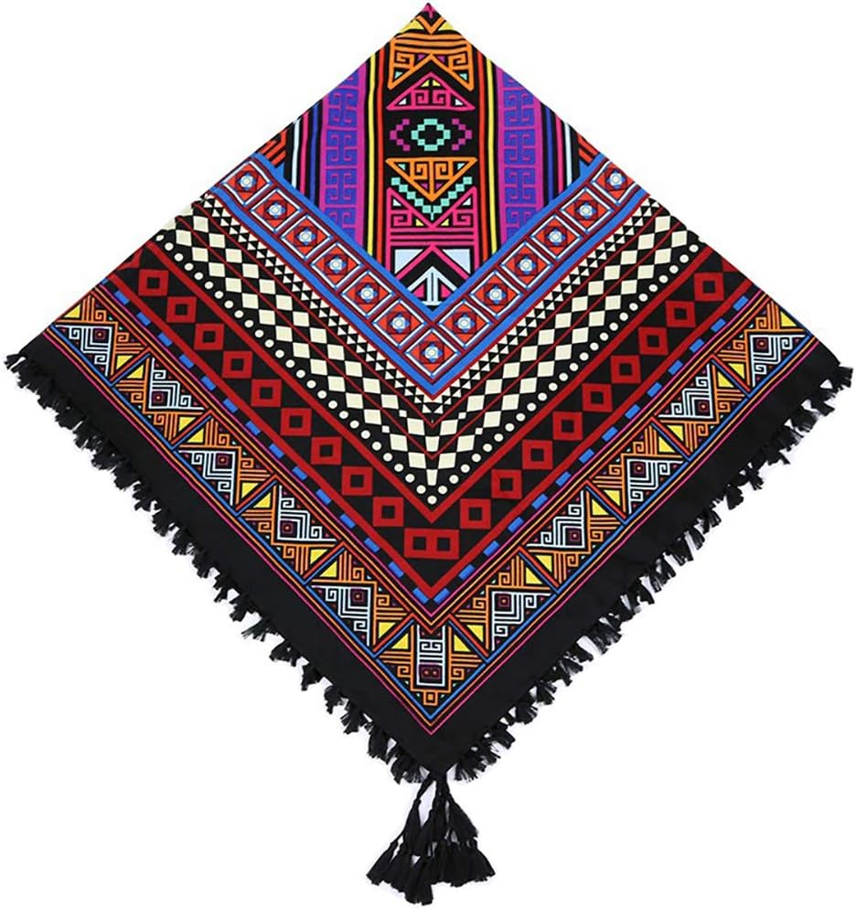 Uainhrt Women Tassel Scarf Cotton 43"&times;43" Large Square Shawl and Wraps,Versatile Gift Fringe Boho Shawl image number 2