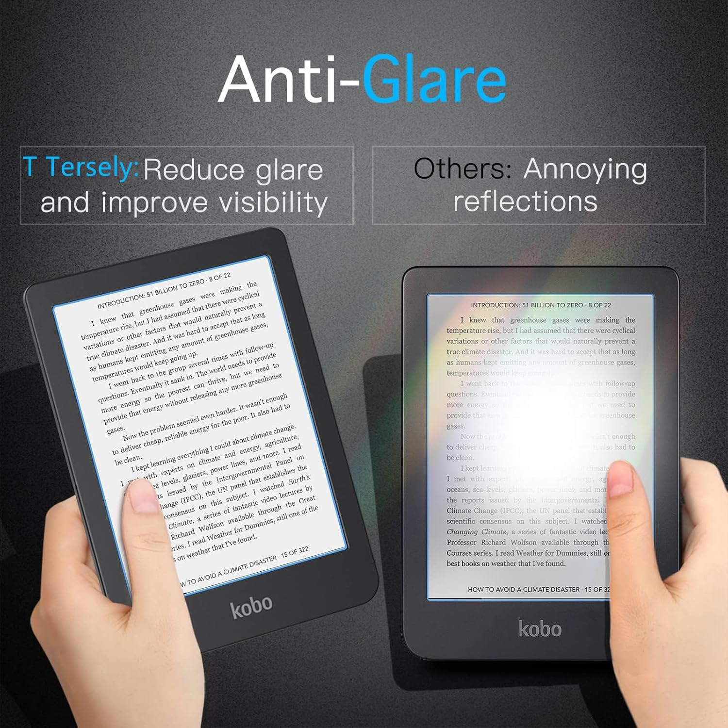 【2 Pack】T Tersely Screen Protector for Kobo Clara Colour/Clara BW, Premium Anti-Glare (Matte) PET Protective Film, Full-Coverage, Easy to Install image number 4