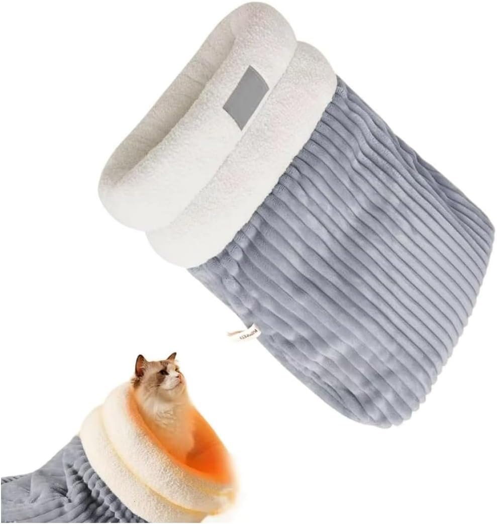Idopick Cat Sleeping Bag for Indoor Cats Soft Self-Warming Cat Bed Cave Cozy Plush, Fluffy Tunnel Hideaway for Cats up to 6.6 Lbs (3 Kg) Perfect Winter Shelter image number 3
