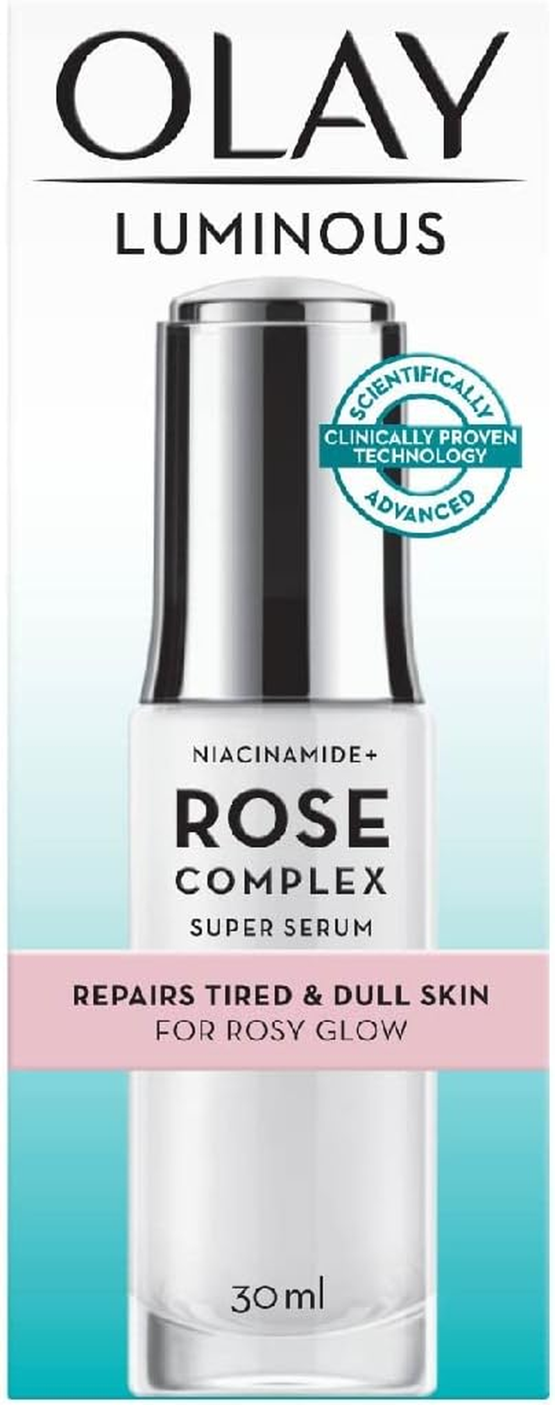 OLAY LUMINOUS 30Ml NIACINAMIDE + ROSE COMPLEX SUPER SERUM REPAIRS TIRED and DULL SKIN