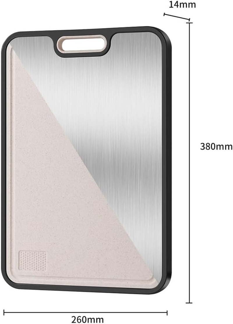 Titanium Cutting Board for Kitchen, 15&rdquo; Double Sided Cutting Board Pure Titanium and Wheat Straw PP for Meat & Veggie, Non-Slip image number 3