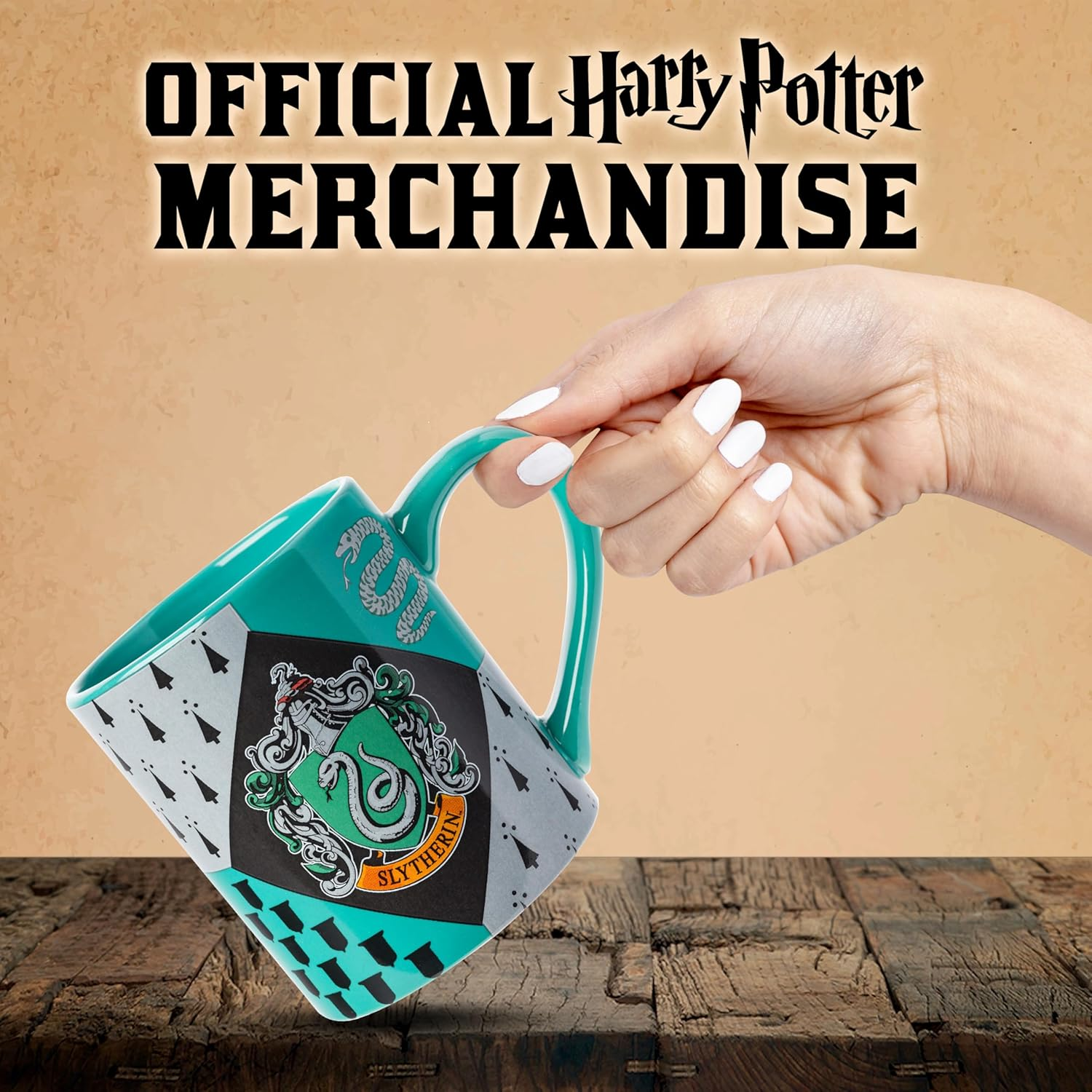 Harry Potter Silver Buffalo HP7032 Slytherin House Crest Ceramic Mug, 14-Ounces image number 4