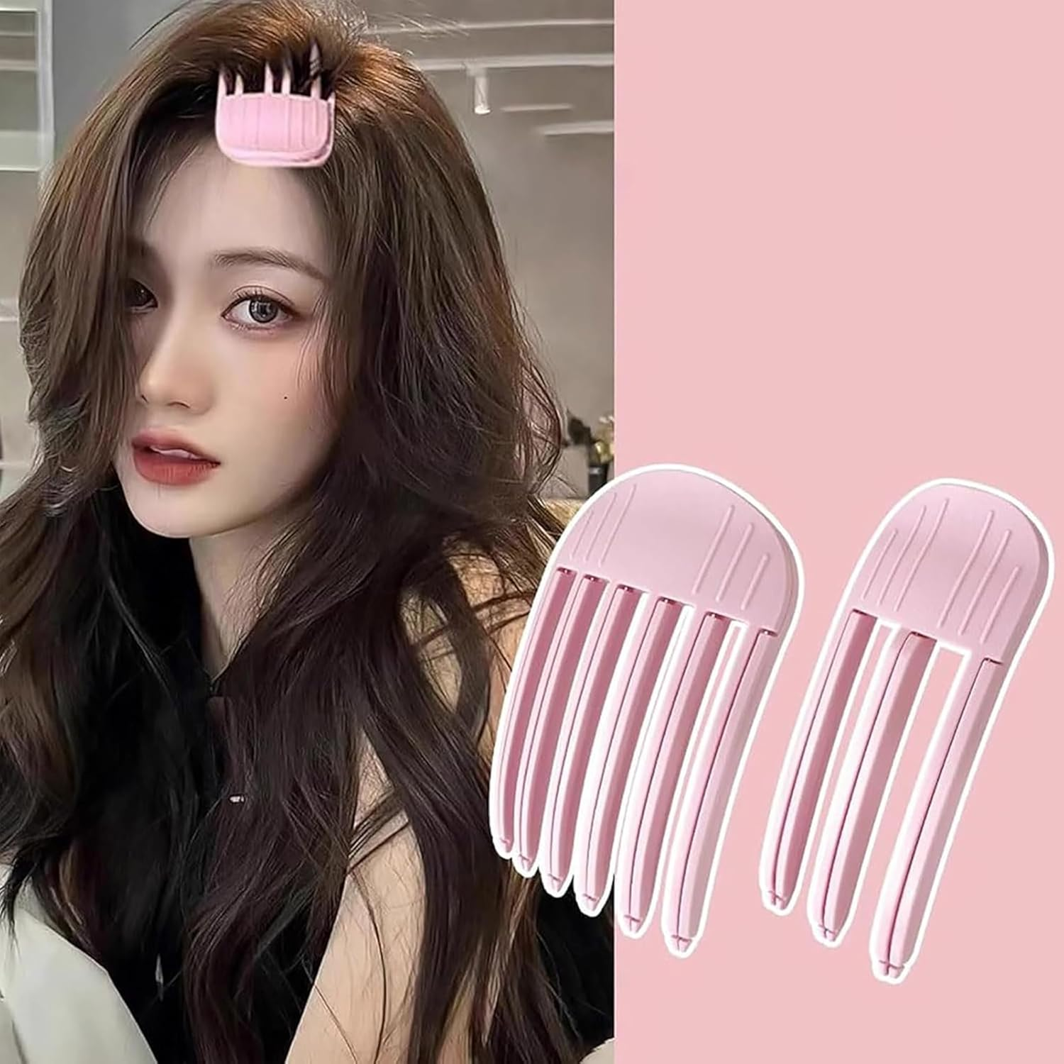 2 Pack Hair Comb for Fluffy Bangs Hair Styling Tools Volumizing Hair Root Lifting No-Trace Hair Root Lifting Clip on Bangs image number 1