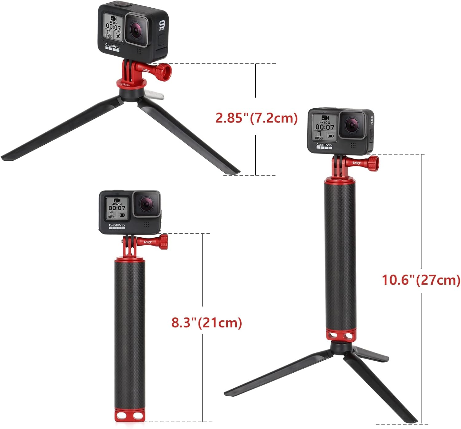 HSU Floating Hand Grip, Waterproof Handle Monopod for Gopro Hero 13/12/11/10/9/8/7/6/5 Max, AKASO Campark DJI Osmo Action Camera, Underwater Diving Selfie Pole Stick image number 6