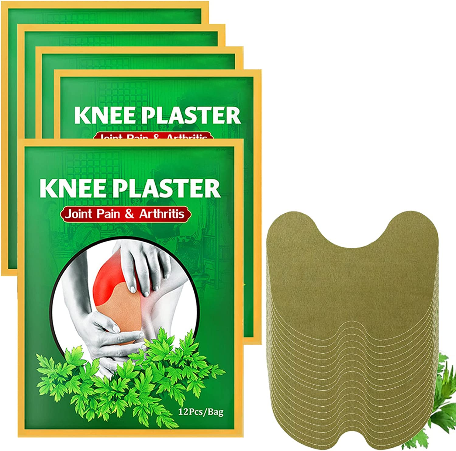 Wellnee Knee Patch Pain Relief Patches, Natural Wormwood Extract Stickers 24-Hour Relief of Joint Pains, Pain Relieving Patches for Knees (60 Pcs) image number 3