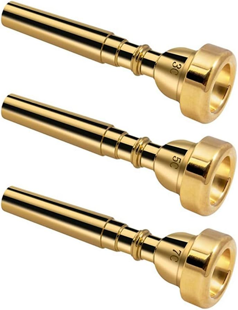 3 Pack Trumpet Mouthpiece Accessories Trumpet Mouthpiece 3C 5C 7C Trumpet for Beginners (Gold) image number 2
