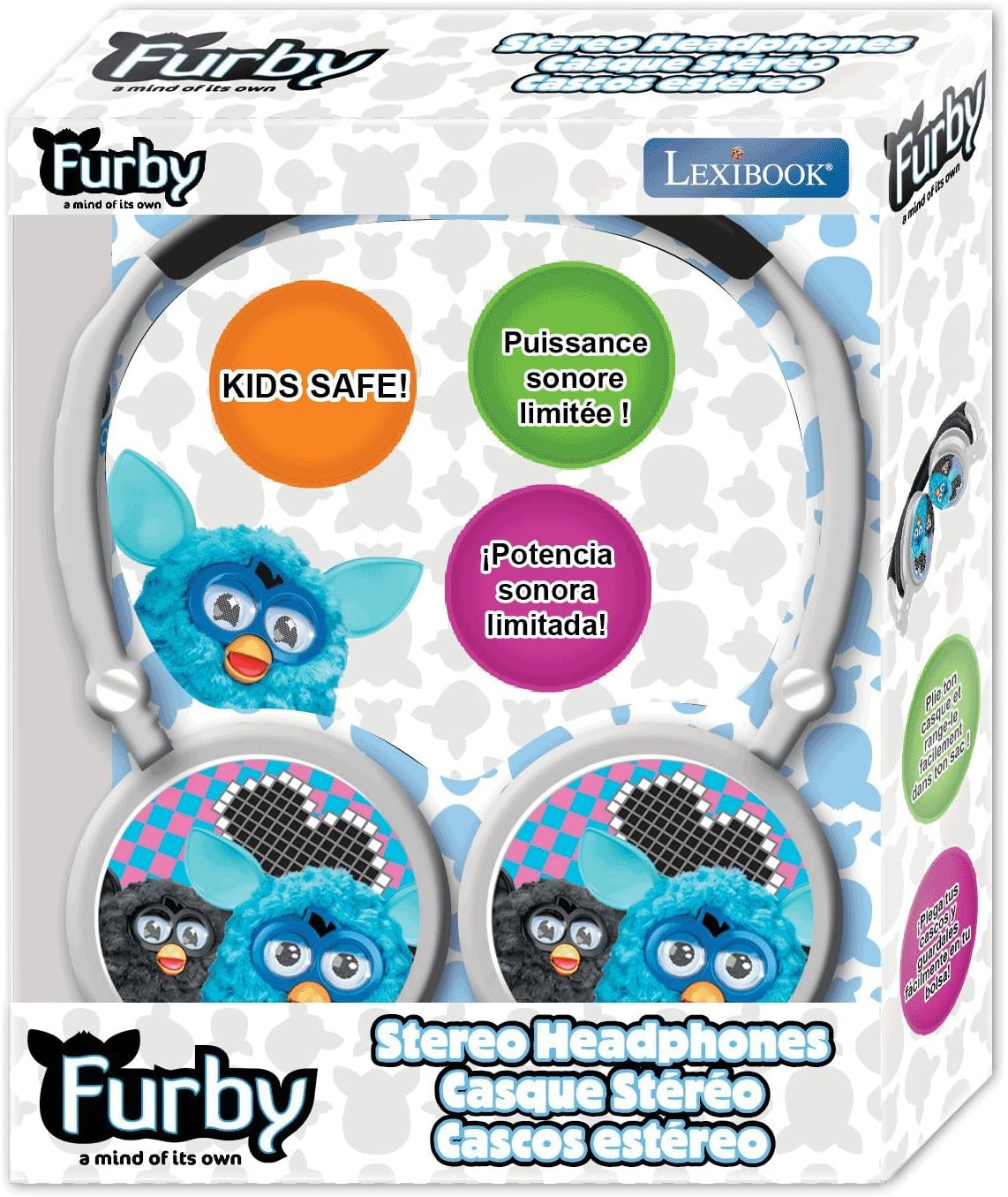 Lexibook Furby Stereo Headphones, Adjust the Size, Easy to Store, 100Mw, Black/Grey, HP010FU.