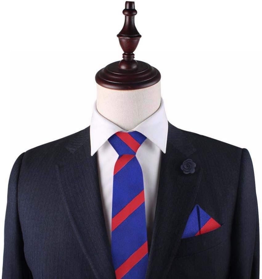 Navy Red Stripe Skinny Tie | 5 Year Warranty | Gifts for Men | Groomsmen Ties Set image number 4