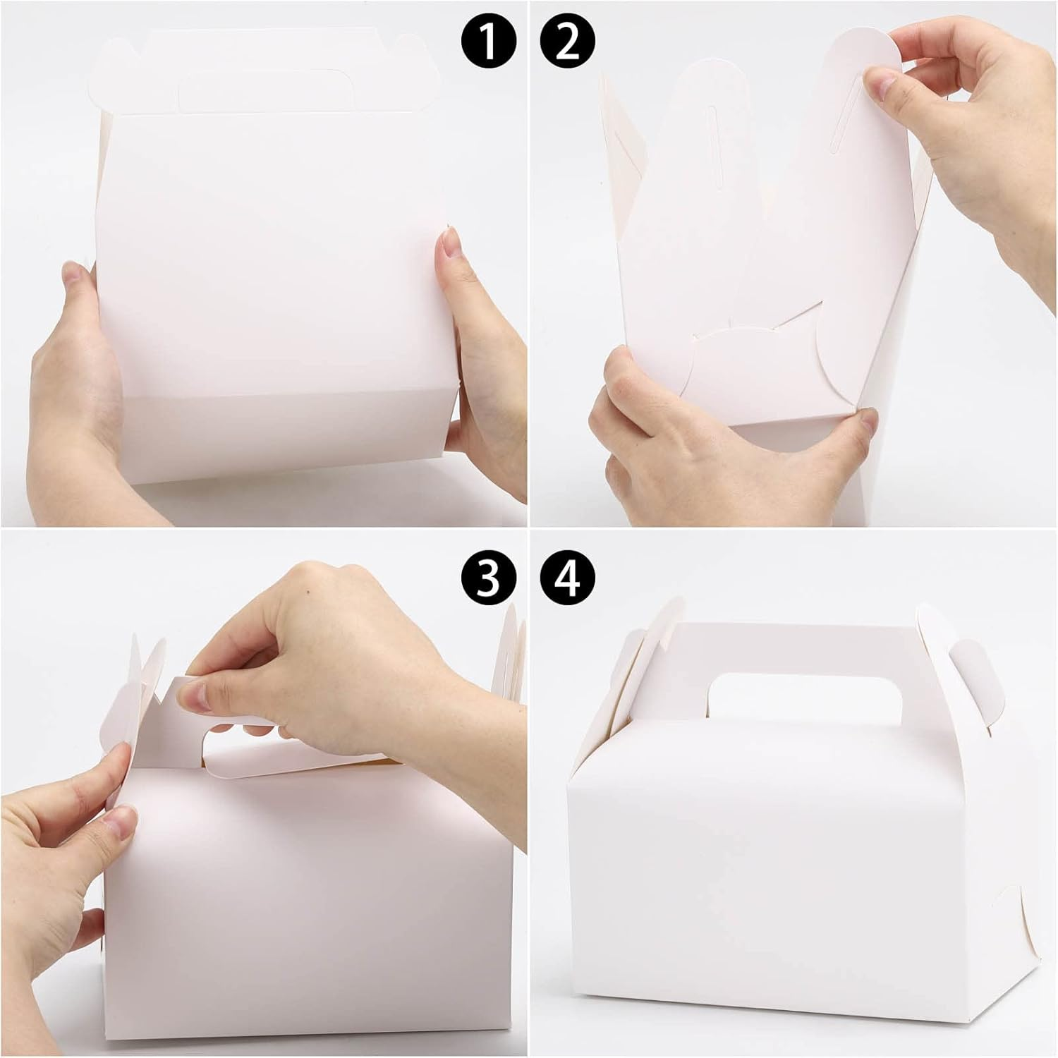 50 Pieces Treat Boxes Gable Boxes Goodies Party Favor Boxes Paper White Gift Boxes for Birthday Party, Wedding, Baby Shower 16X9X10Cm image number 4